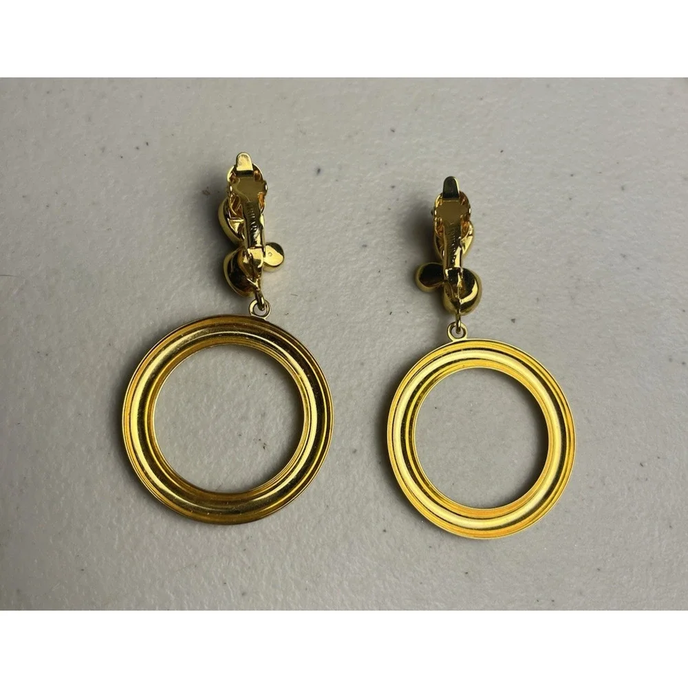 Trifari Clip On Earrings Lot Jelly Cabochon Door Knockers Starburst Gold Tone